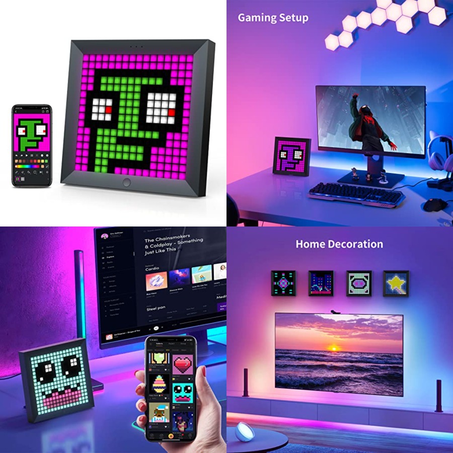 Desk Setup Lighting - LED-Lichtpixel-Anzeigepanel Geeignet für RGB-Lichtleisten, Smart-App-Steuerung mit