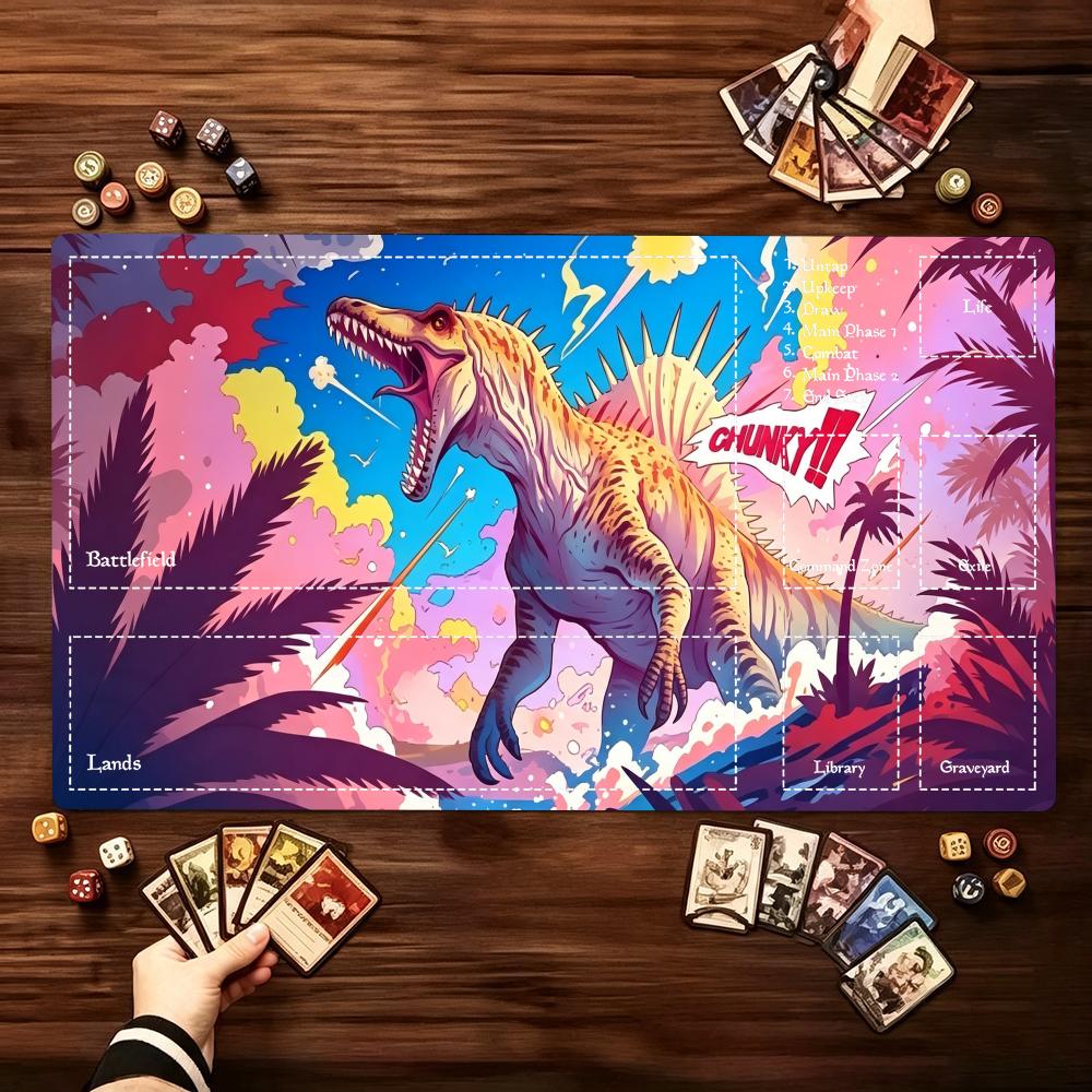 Desk Setup Trading - Leuchtende Jurassische Dinosaurier-Spielmatte, Große Erweiterte Spielunterlage,