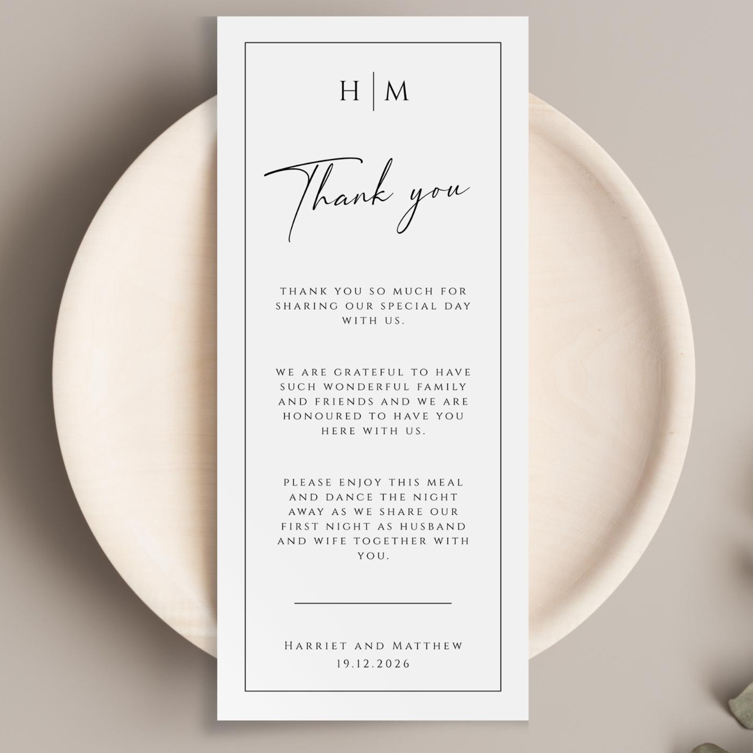 Desk Setup Minimalist - Personalisierte Tischkarte, Hochzeitstischdekoration, individuelle Dankeschön-Tischkarte, minimalistische