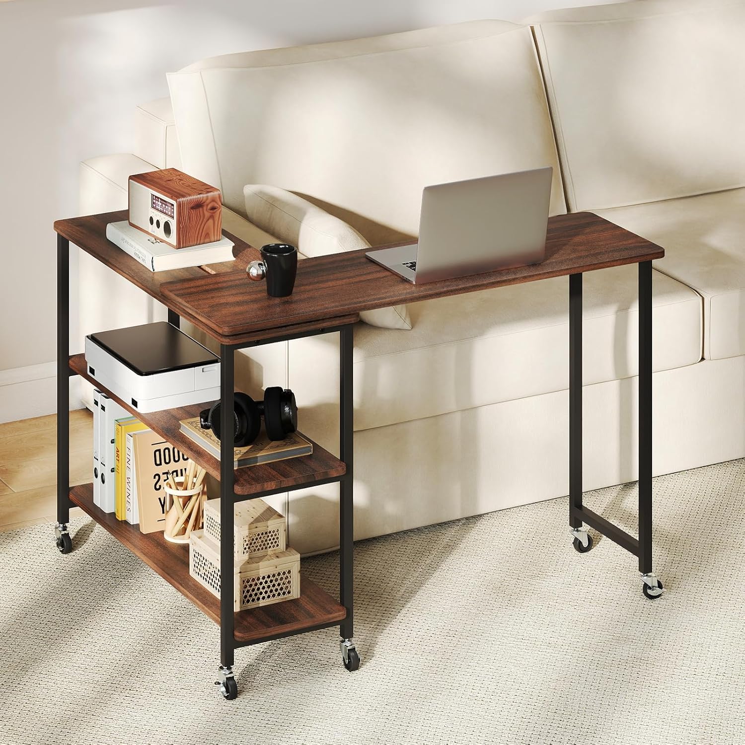 Desk Setup Ideas - 360 ° Drehbarer Beistelltisch mit 2-stufigen