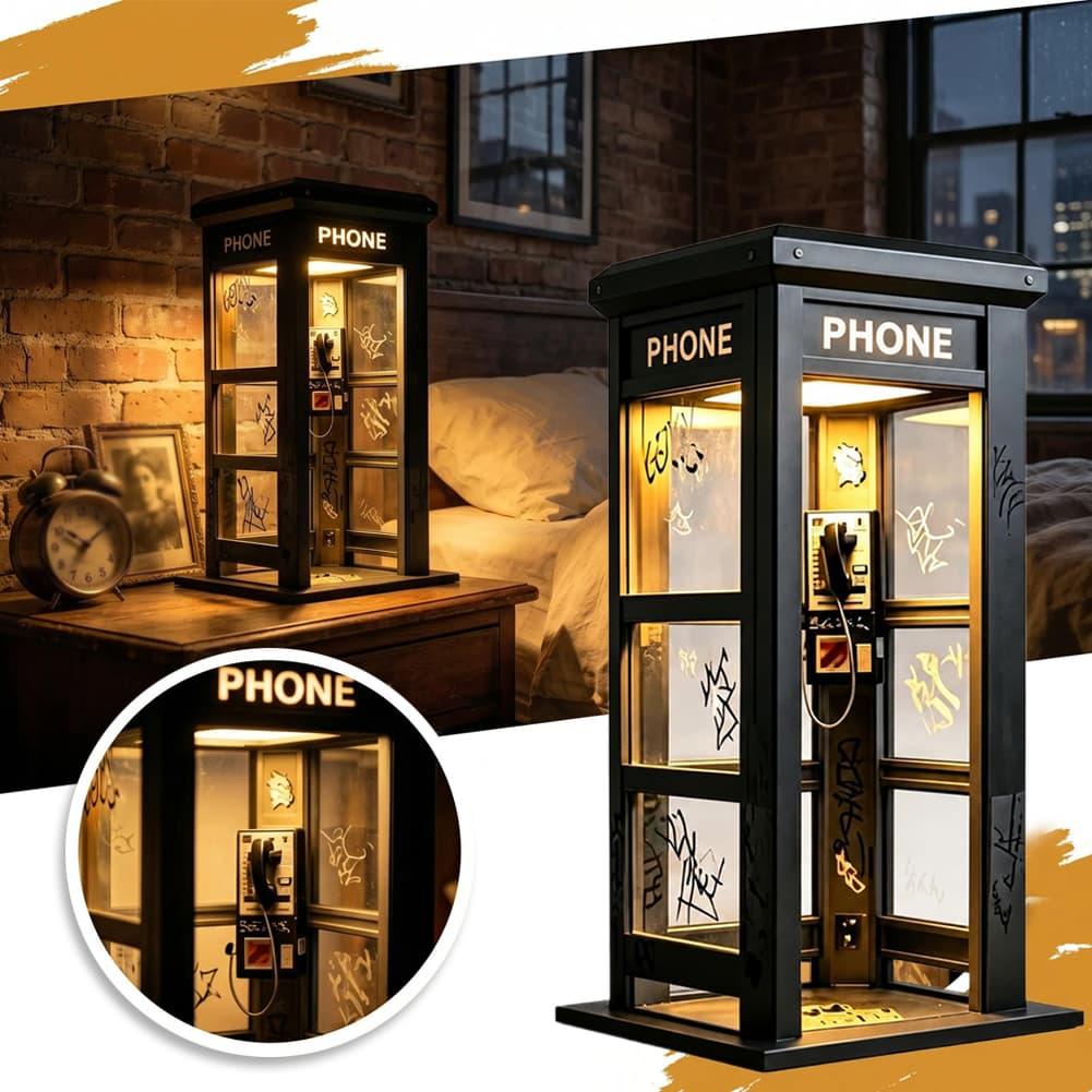 Desk Setup Lighting - Retro Graffiti Telefonzellen-Tischlampe Mini Londoner Telefonbox