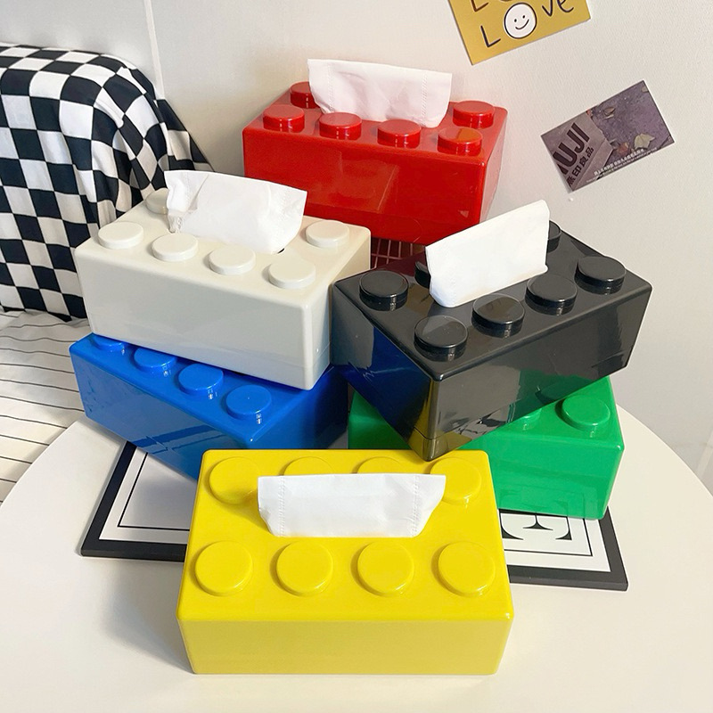 Desk Setup Developer - Bausteinförmige Taschentuchbox, multifunktionale Kunststoff-Aufbewahrungsbox, Aufbewahrungsbox für