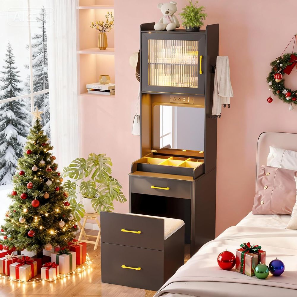 Desk Vanity Setup - LED-Schminktisch mit Bewegungssensor, hohem Make-up-Set, 2