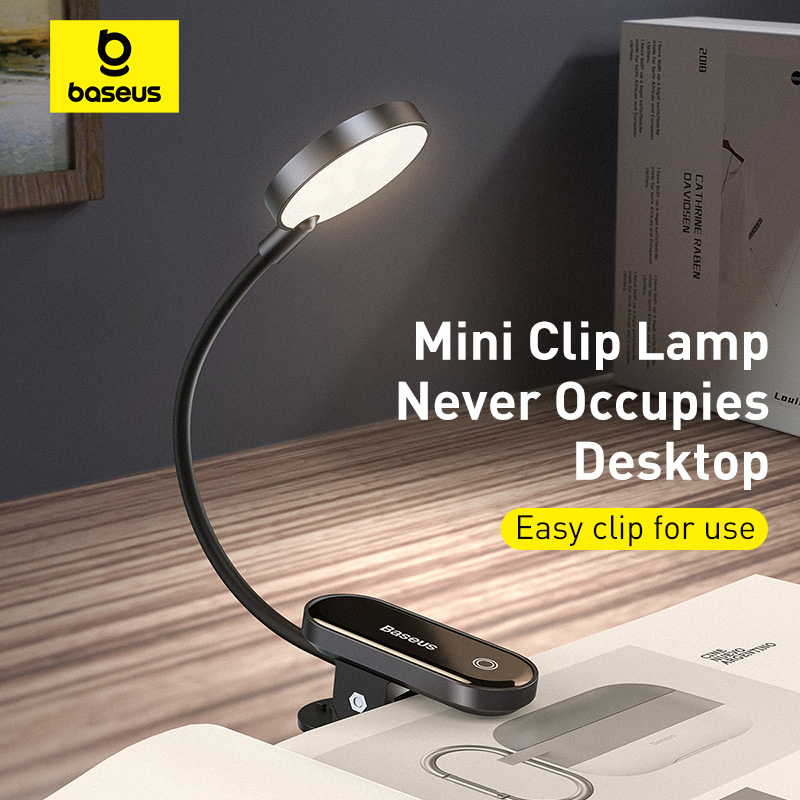 Desk Setup Ideas - Baseus Tragbare Schreibtischlampe, LED-Mini-Clip, wiederaufladbare USB-Tischlampe,