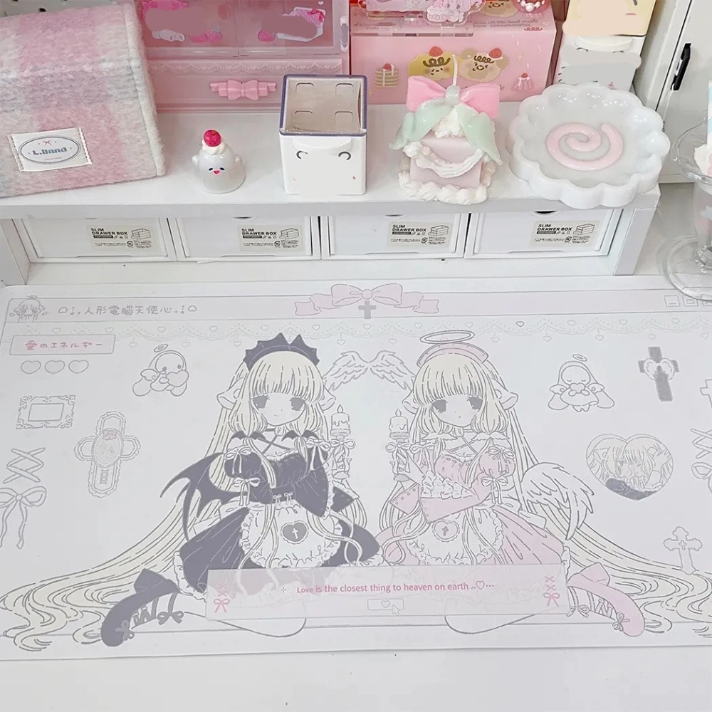 Desk Setup Dorm - Original Chobits Twins Schreibtischunterlage, wasserdicht, rutschfest,