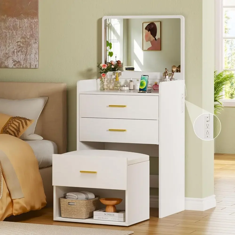 Desk Vanity Setup - 3-in-1-Schminktisch mit hochklappbarem Spiegel, kompaktes Schminkset