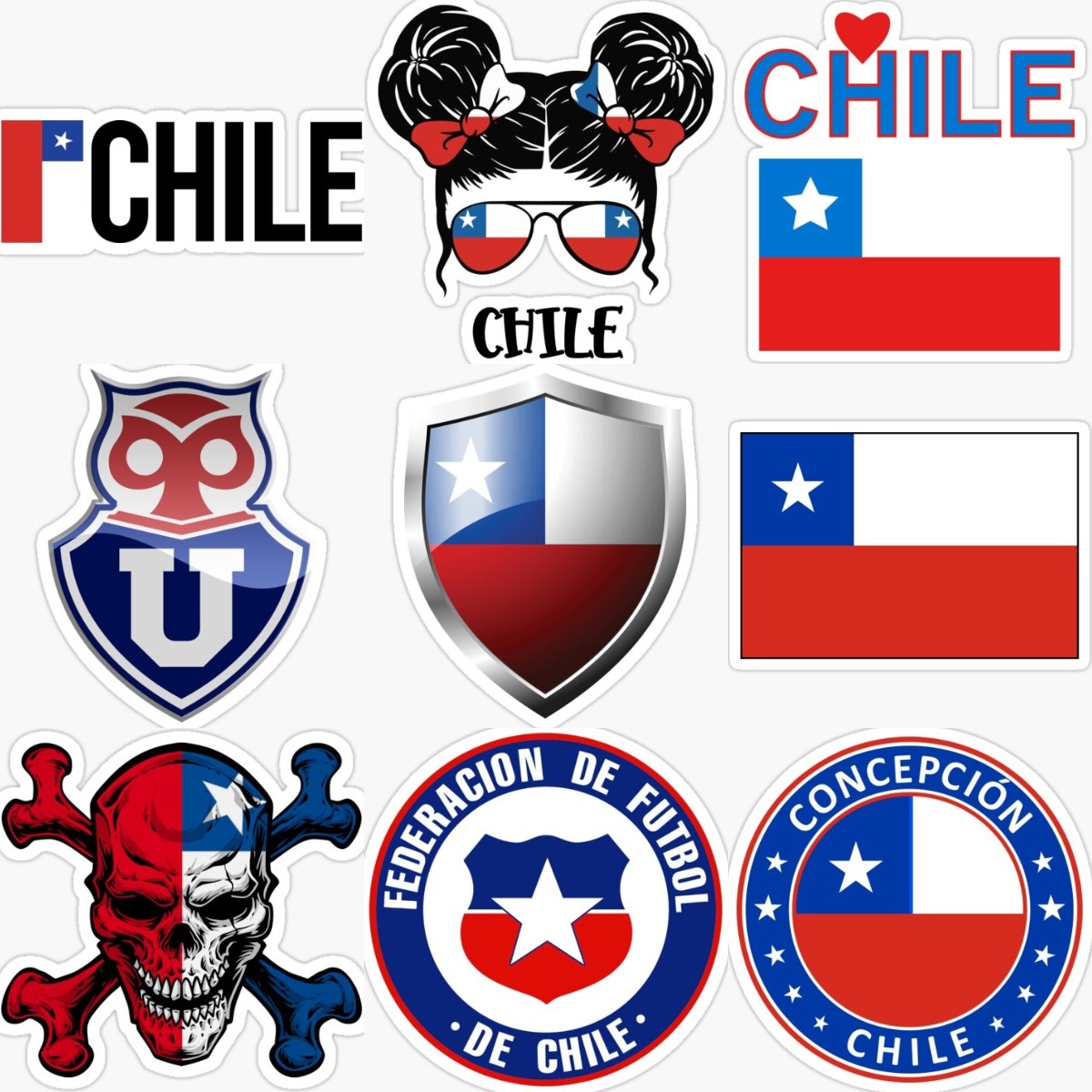 Chile Emblem Flagge Schädel Kr – Desk Setup Ideas Bewertung und Preis