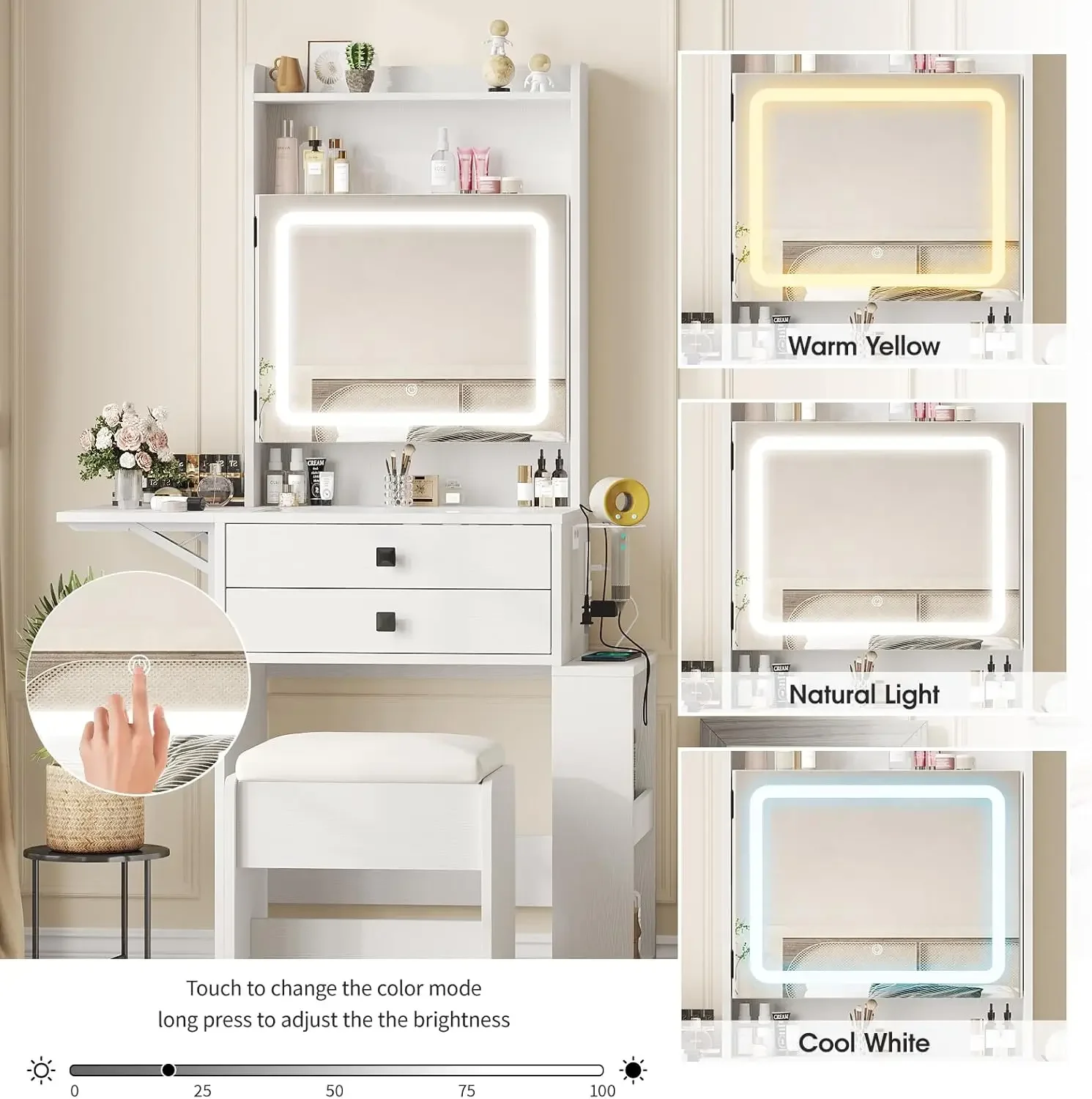 Kleiner Schminktisch mit drei  – Desk Setup Small Bewertung und Preis