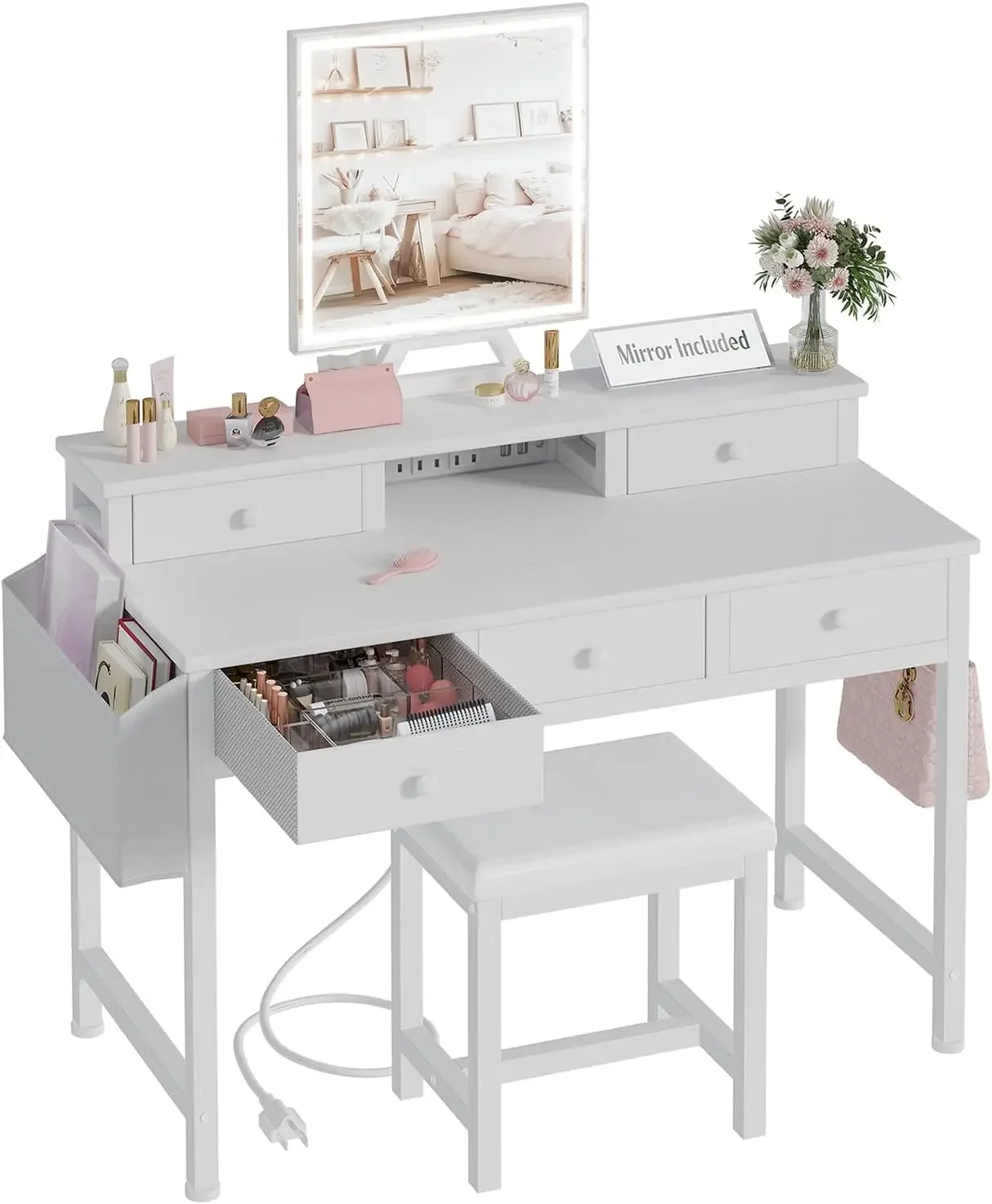 Weißer Schminktisch mit Spiege – Desk Vanity Setup Bewertung und Preis