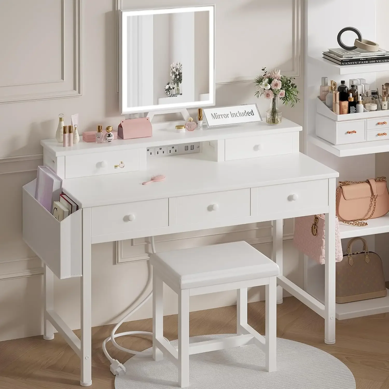 Weißer Schminktisch mit Spiege – Desk Vanity Setup Bewertung und Preis