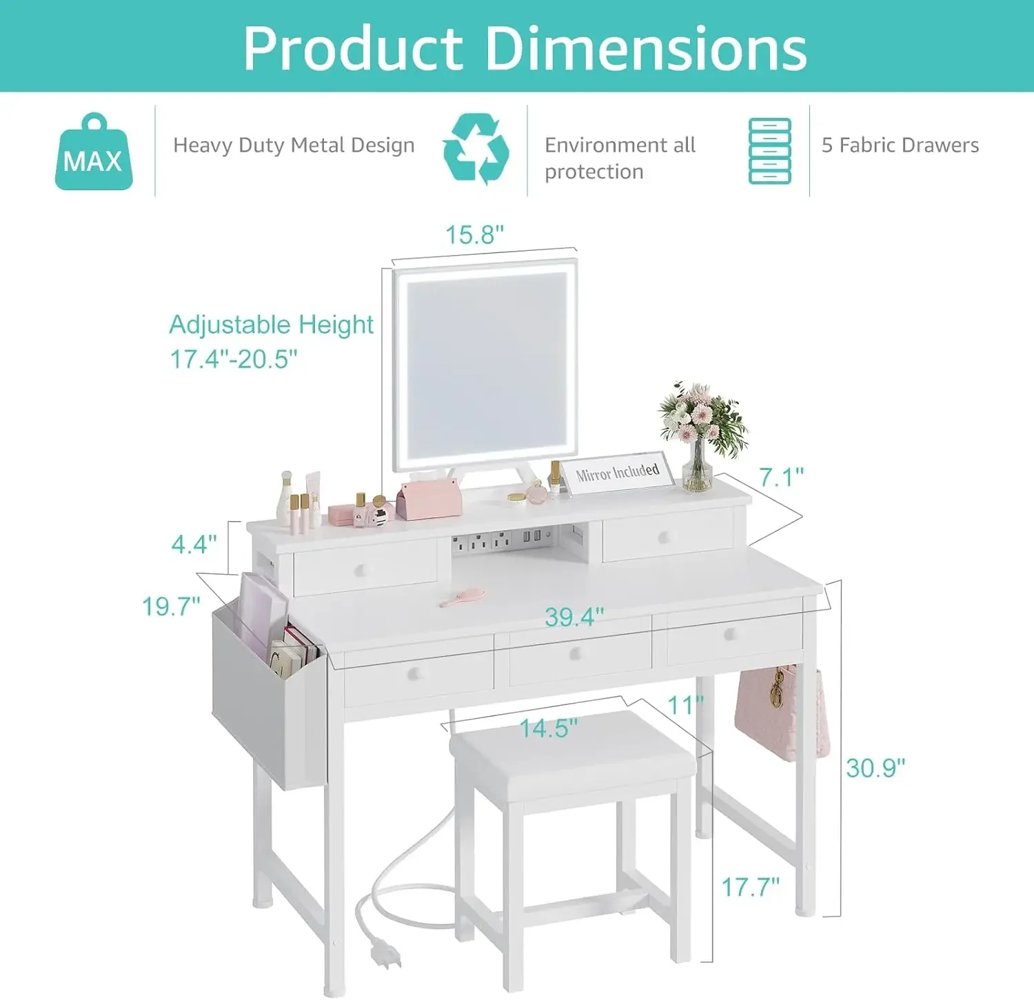 Weißer Schminktisch mit Spiege – Desk Vanity Setup Bewertung und Preis