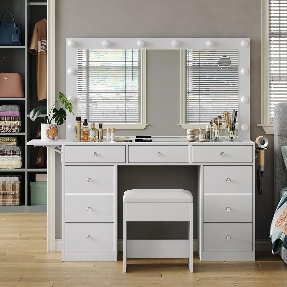 Schminktisch mit Steckdose, 9  – Desk Vanity Setup Bewertung und Preis