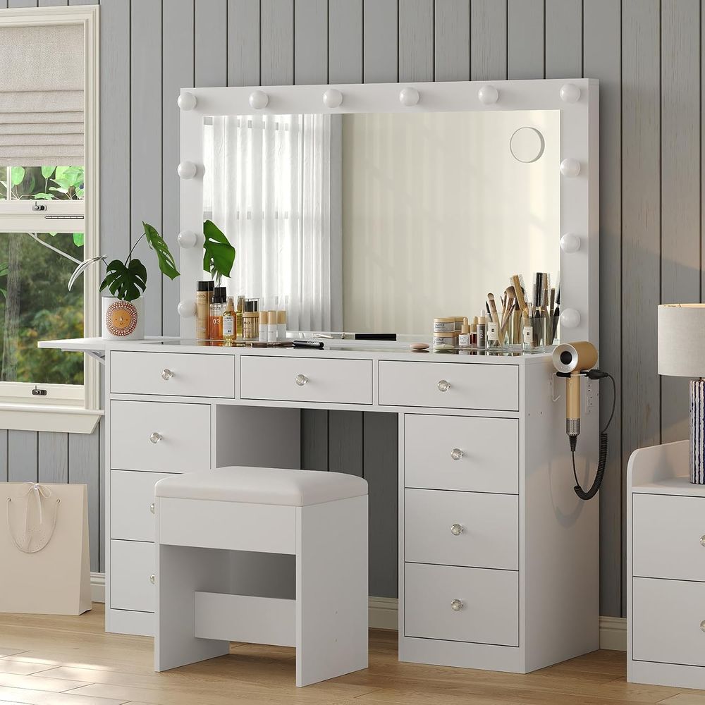 Schminktisch mit Steckdose, 9  – Desk Vanity Setup Bewertung und Preis