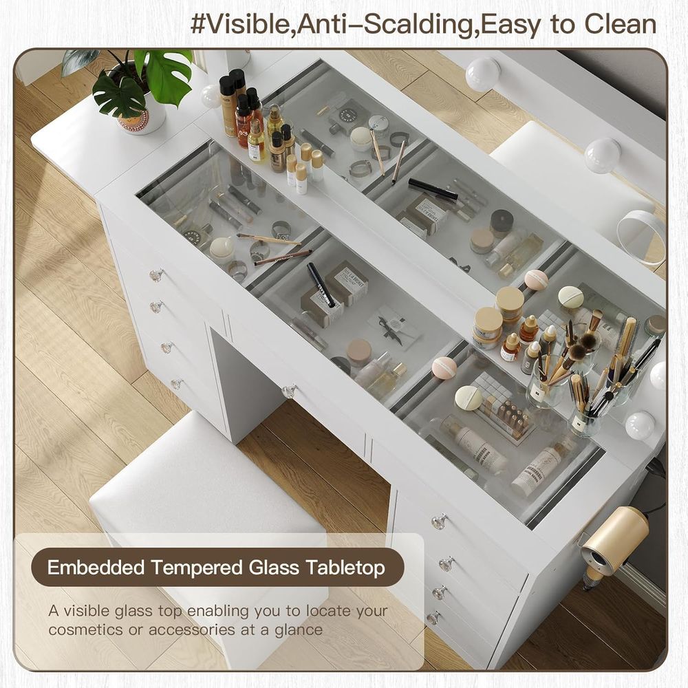 Schminktisch mit Steckdose, 9  – Desk Vanity Setup Bewertung und Preis